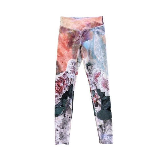 Women S Anthropologie Pure + Good Frosted Floral Printed Active Leggings Pants - Picture 1 of 5